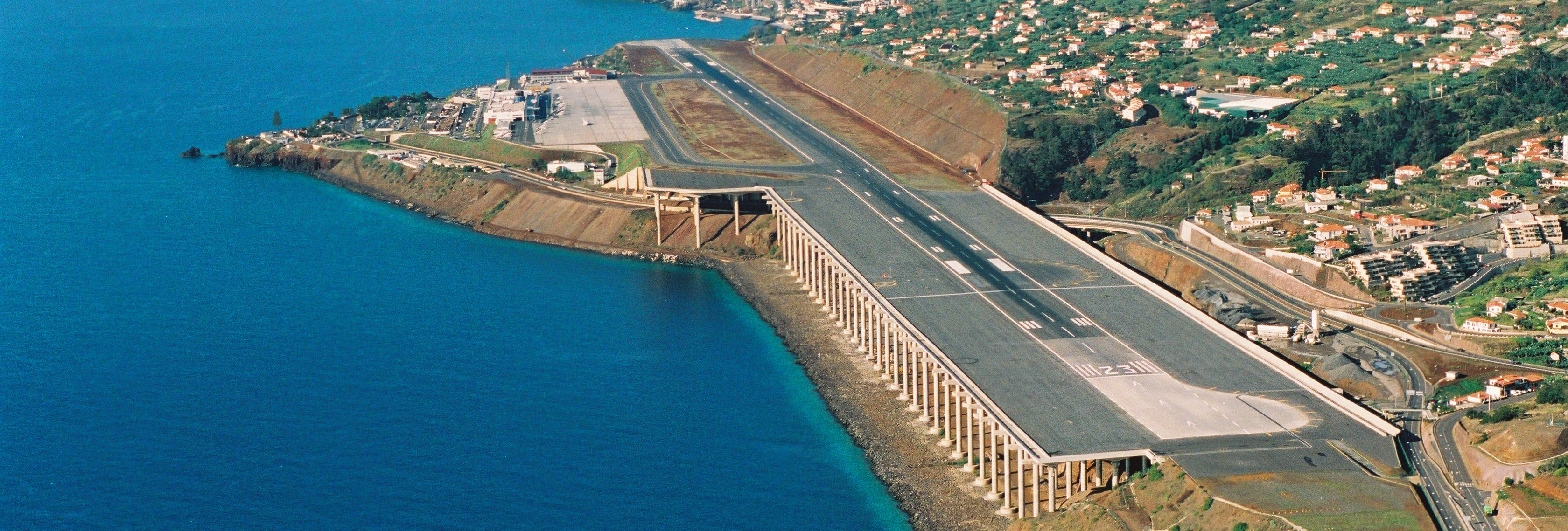 Madeira runway aerial view